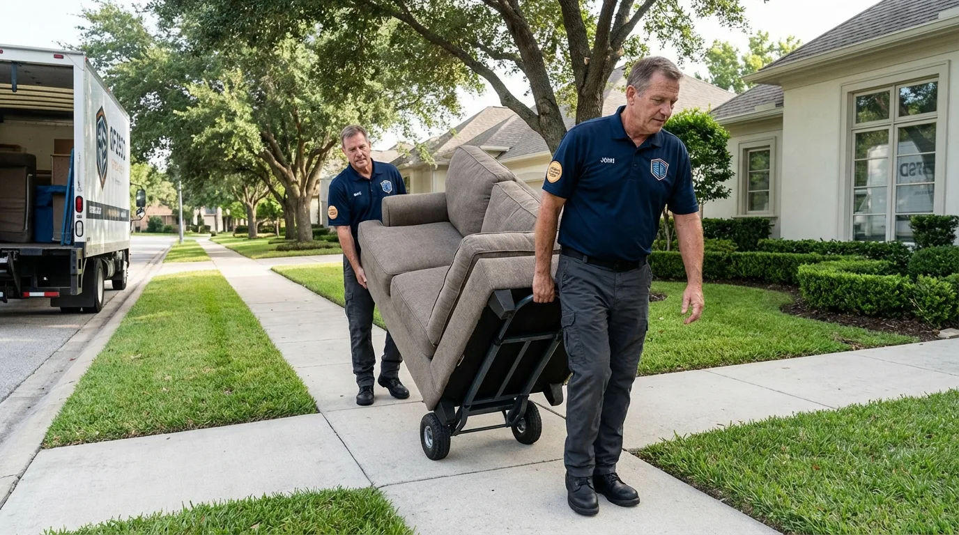 Local residential moving crew loading furniture in Davenport, IA